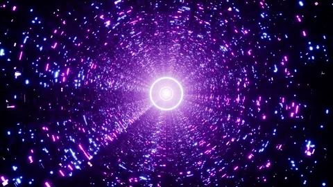Neon Circle Light in the Sci Fi Pattern Tunnel Stock Footage 201202454