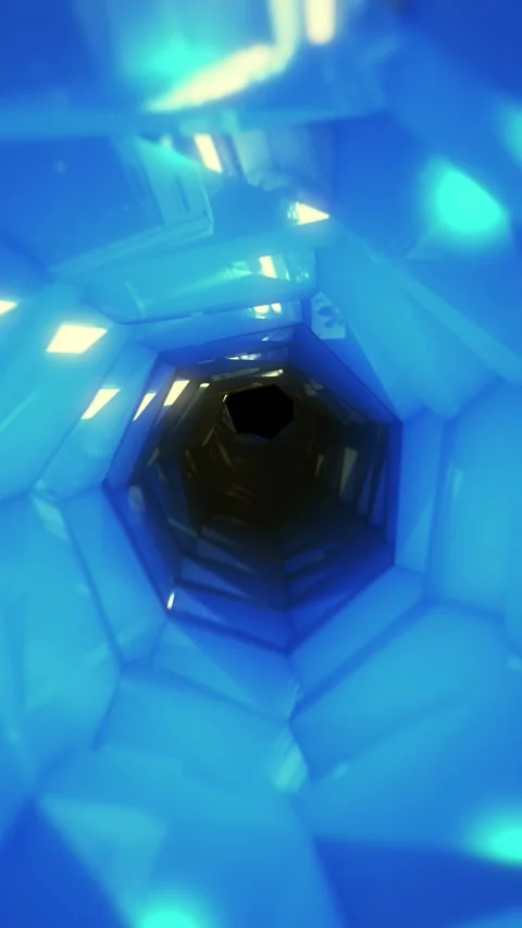 Neon Circle lights 4k Blue background Loop. Video stock 292810007