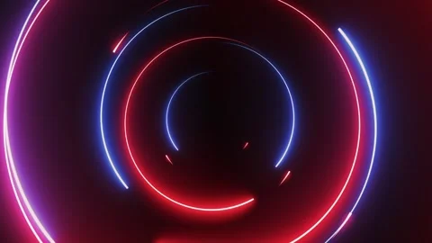 Neon Circle lights 4k Blue and Red background Loopable. Stock Footage 294704666