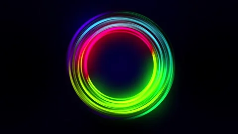 Neon circle lights abstract background for colorful vortex concept. 4K. Stock Footage 255610496