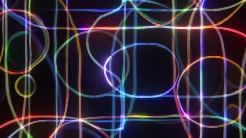 Neon Circle Line Grid Abstract VJ Background Loop Video stock 333291168