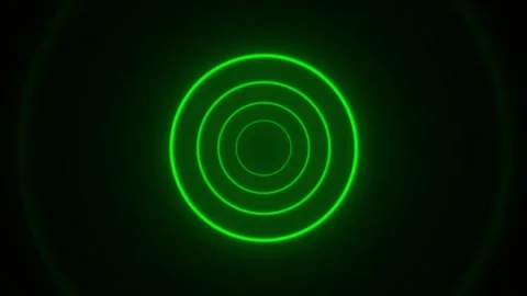 Neon circle lines dark gradient background, abstract horizontal long scene .. Stock Footage 307550777