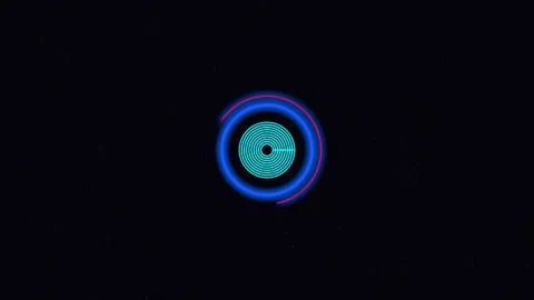 Neon circle loading animation with glowing ring elements on dark digital ba.. Video stock 341824325