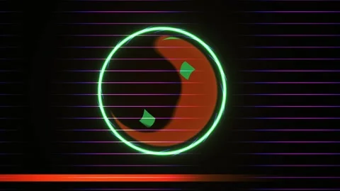 Neon circle logo with green outline and red background. Stock Footage 336703079
