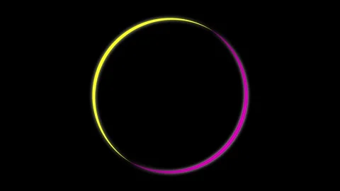 Neon Circle Loop with Yellow and Pink Glow Video stock 308982717