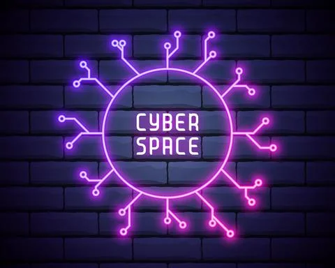 Neon circle pattern glowing for advertisement and banner.Cyber Circle Icon fo Stock Illustration