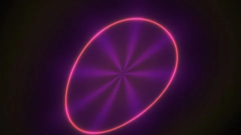 Neon Circle on Retro Grid Background with Purple Glowing Radial Lines for A.. Stock Footage 343735634