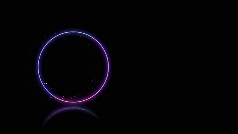 Neon circle rotating and sparkling on the black background. Stock Footage 131171998