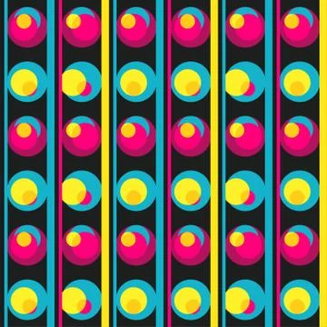 Neon circle seamless pattern Illustrazione stock