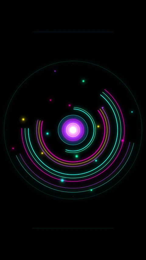Neon circle tech hud motion graphic loop featuring glowing particles Stock Footage 346738749