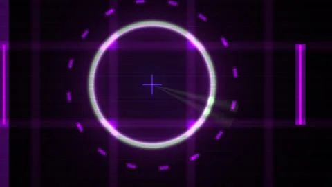 Neon circle technology background purple. Stock Footage 340036067