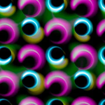 Neon circles Glowing vector grid background. Abstract seamless pattern with g 스톡 일러스트