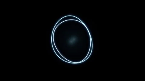 Neon circles merging and separating in seamless motion on dark background a.. Video stock 344905843