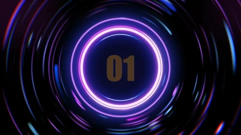 Neon circles with numbers on black background Video stock 337611590