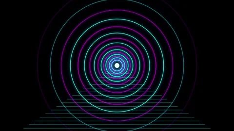 Neon circles tunnel motion background loop Stock Footage 345729788
