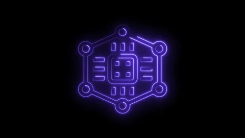 Neon circuit board with connection points highlighting digital technology a.. Stock Footage 314538544