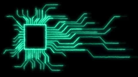 Neon circuit board technology background animation. Advanced semiconductor compu Stock-Footage 348022653