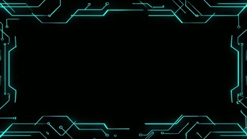 Neon circuit border frame with copy space text overlay seamless loop, futur.. Stockbeeldmateriaal 342043219