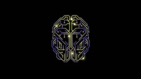 Neon Circuit Brain Animation. Artificial Intelligence. Intellectual Programming. Video stock 188674909