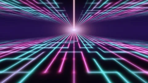 Neon Circuit Corridor Stock Footage 342308081