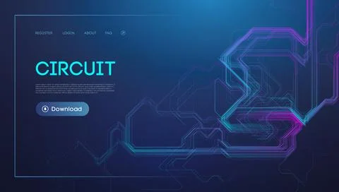 Neon circuit pattern for modern tech background Illustrazione stock