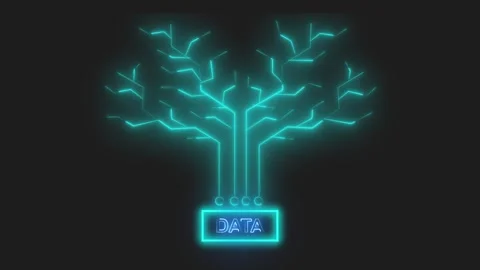 Neon circuit tree with data network concept. Neon circuit tree for informat.. Stock Footage 337815785