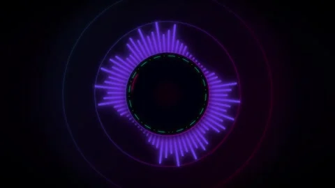 Neon circular audio visualizer: pulsing digital sound wave spectrum for mus.. Stock Footage 337561635