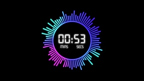 Neon Circular Countdown Timer 1 Minute with Audio Spectrum Style Animation Stock-Footage 330789496
