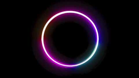 Neon circular ring decorative frame for copy space pulsating rotating on bl.. 動画素材 339791619