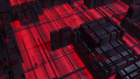 Neon Citadel Grid Uprising Loop Animated Stock Footage 313944367