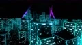 Neon city fly over urban skyscraper glow computer tron matrix 4k 4k or 4k+ Resolution