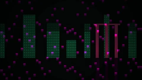 Neon cityscape with grid pattern buildings. Stock Footage 335533724