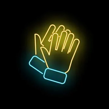 Neon clapping hands showing applause gesture Stock Illustration