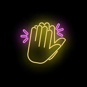Neon clapping hands showing applause and celebration Stock Illustration