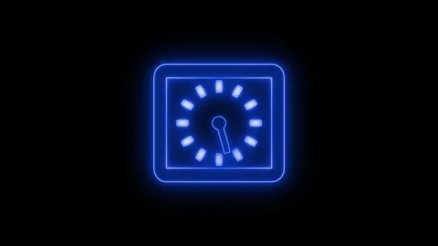 Neon Classic Time Countdown Animation with Smooth Analog Clock Motion Stock Footage 337017202