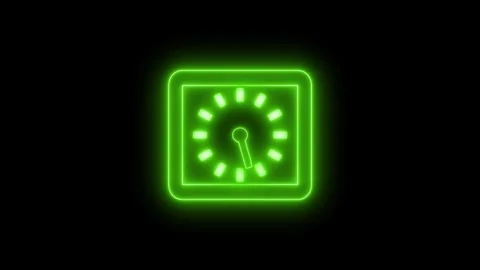 Neon Classic Time Countdown Animation with Smooth Analog Clock Motion Stock Footage 337017239