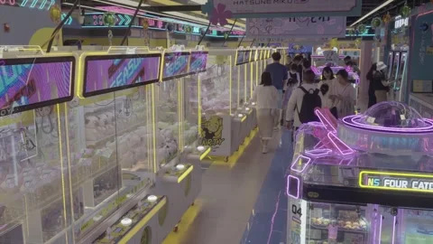 Neon Claw Machine Arcade Inside Xidan Shopping Mall Stock Footage 340466861