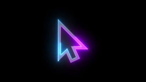 Neon click cursor charging icon cyan purple color glowing animated black Stock Footage 269496102