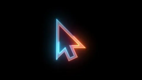 Neon click cursor charging icon brown cyan color glowing animated black Stock Footage 269496104