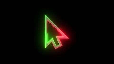Neon click cursor charging icon green red color glowing animated Stock Footage 269496108