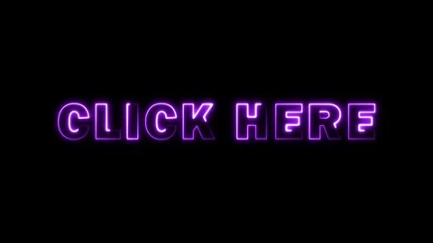 Neon Click Here Text Animation | Glowing Purple Light Stock Footage 317775539
