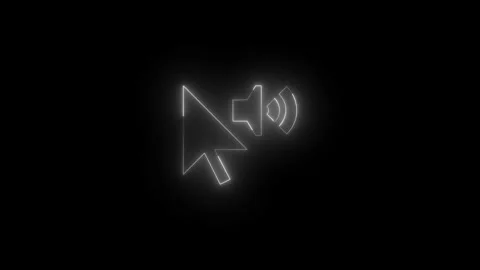 Neon clicked out loud solid bold icon glowing black background animation Stock Footage 289472859