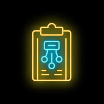 Neon clipboard showing algorithm for machine learning process イラスト素材