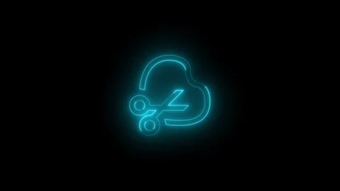 Neon clipping tool icon glowing black background animation Vidéo 289472929