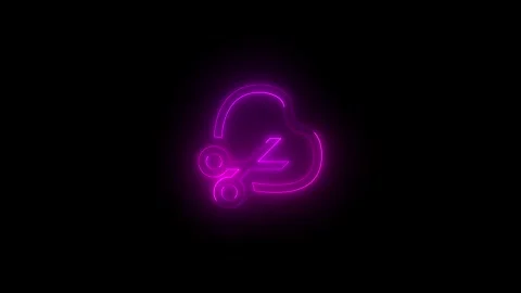 Neon clipping tool icon glowing black background animation Stock Footage 289472944