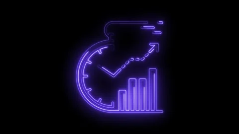 Neon clock and business growth graph represents time management and progres.. Stock Footage 316675741
