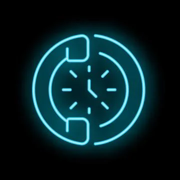 Neon clock and phone combining to represent time spent on the phone Stock Illustration