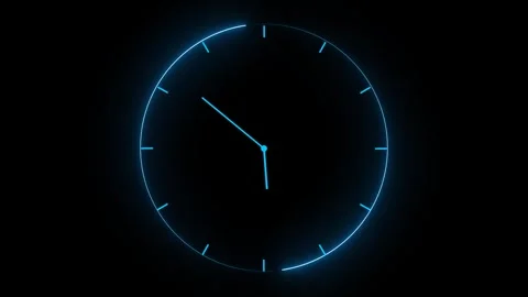 Neon Clock Countdown on Black Background Video stock 317211800