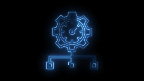 Neon clock gear network automation time management system process mapping 스톡 동영상 322962652