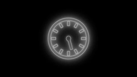 Neon Clock Hand Rotation Animation with Countdown Timer Effect Stock Footage 337017123